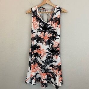 Pavao De Duro Palm Print Resort Wear Dress Ruffle Scoop Neck M NWOT
